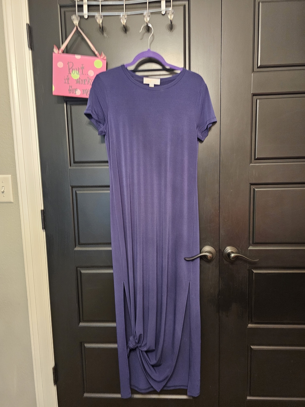 Michael Kors Blue Short-Sleeve Maxi Dress